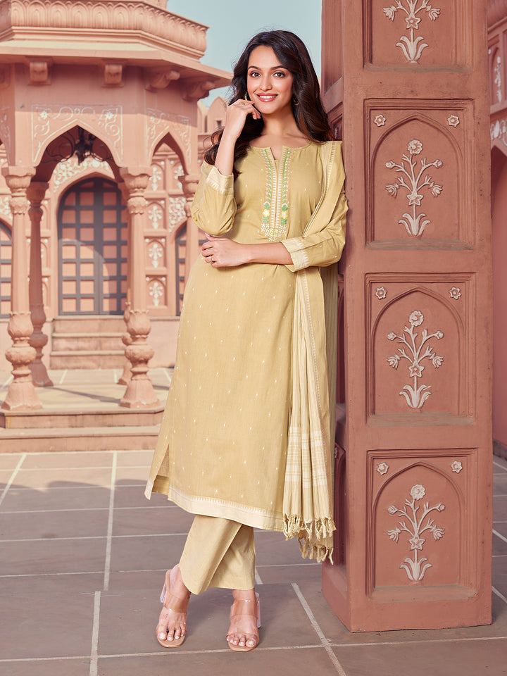 Sand Beige Cotton Suit Set