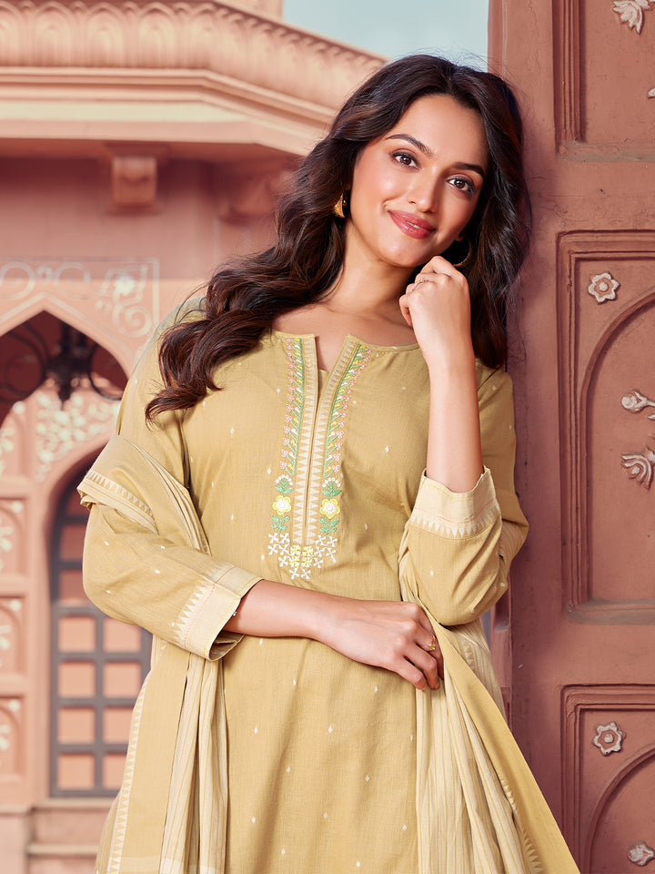 Sand Beige Cotton Suit Set
