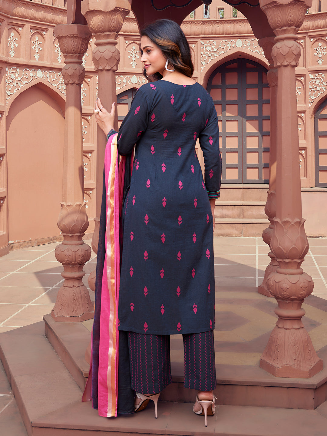 Deep Blue Woven Cotton Suit Set