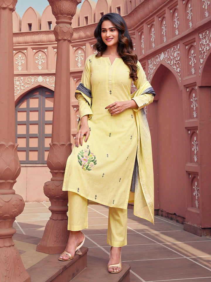 Mellow Yellow Woven Cotton Suit Set