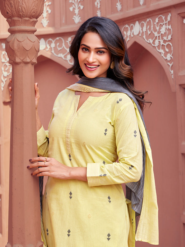 Mellow Yellow Woven Cotton Suit Set