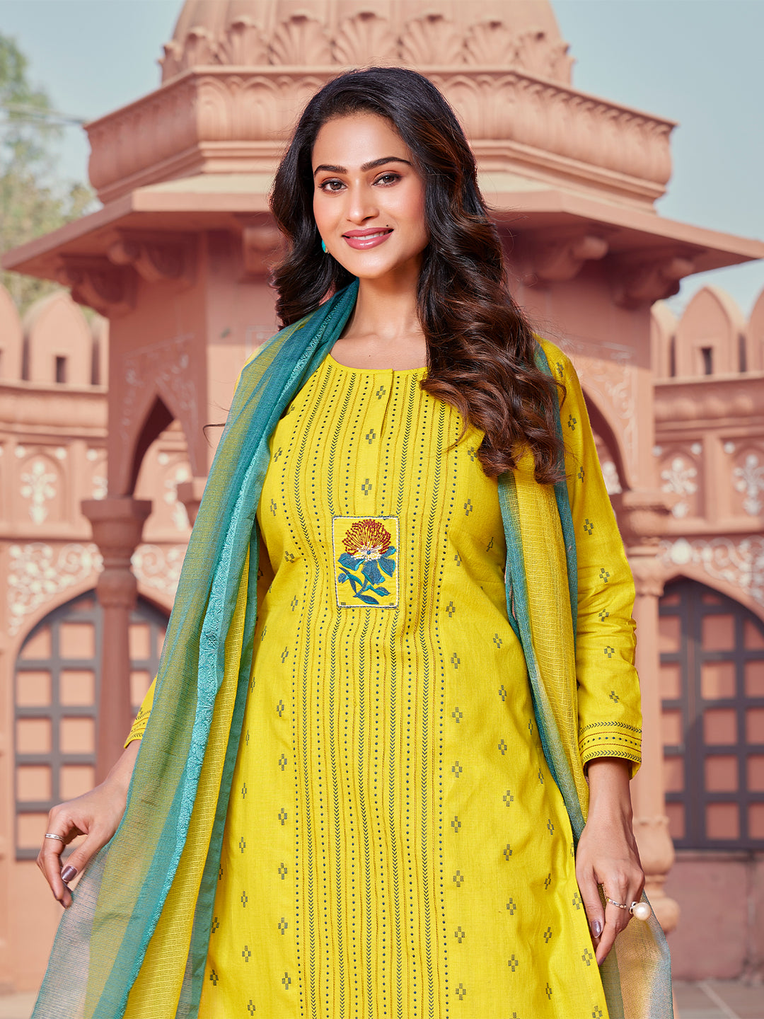 Marigold Yellow Woven Cotton Suit Set