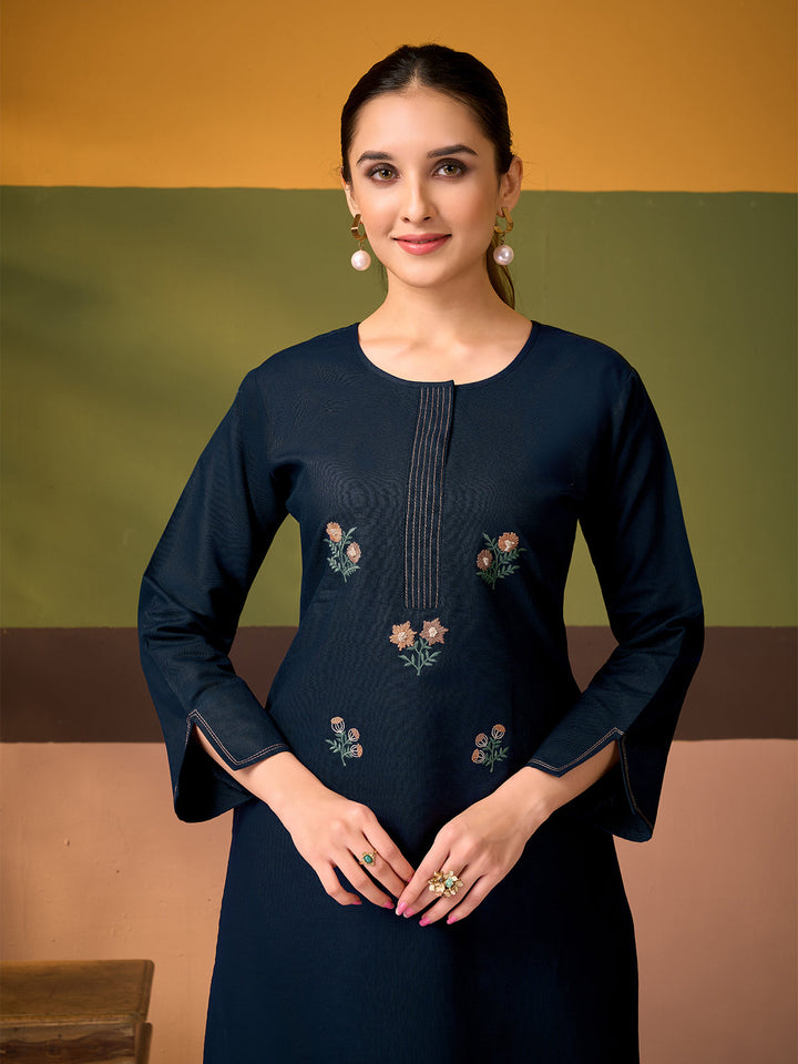 Navy Blue Cotton Linen Co-Ord Set