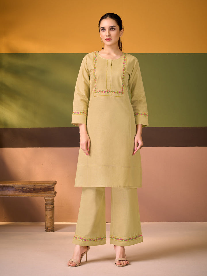 Beige Cotton Linen Co-Ord Set