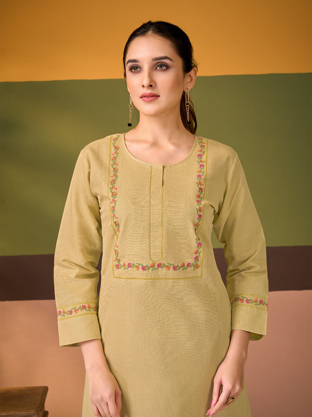 Beige Cotton Linen Co-Ord Set