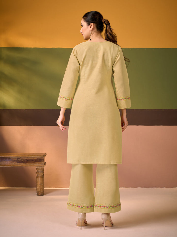 Beige Cotton Linen Co-Ord Set