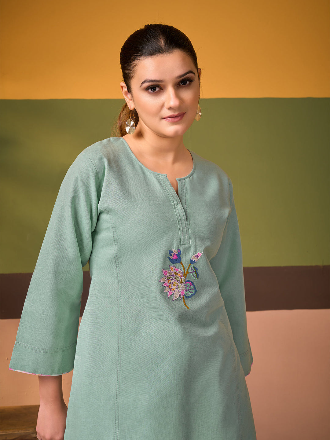 Ash Blue Cotton Linen Co-Ord Set