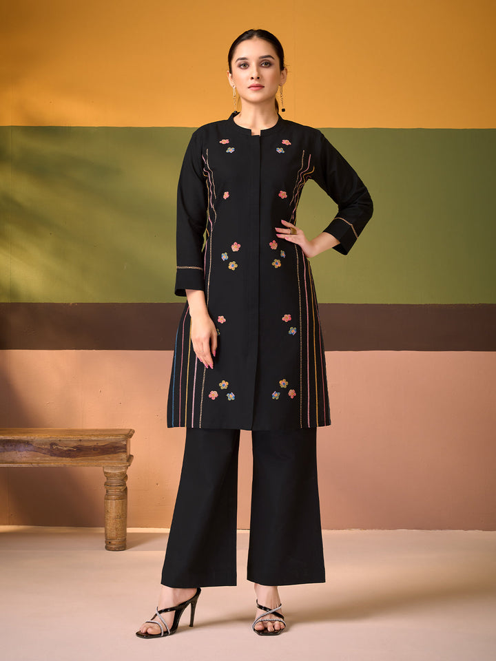 Black Cotton Linen Co-Ord Set