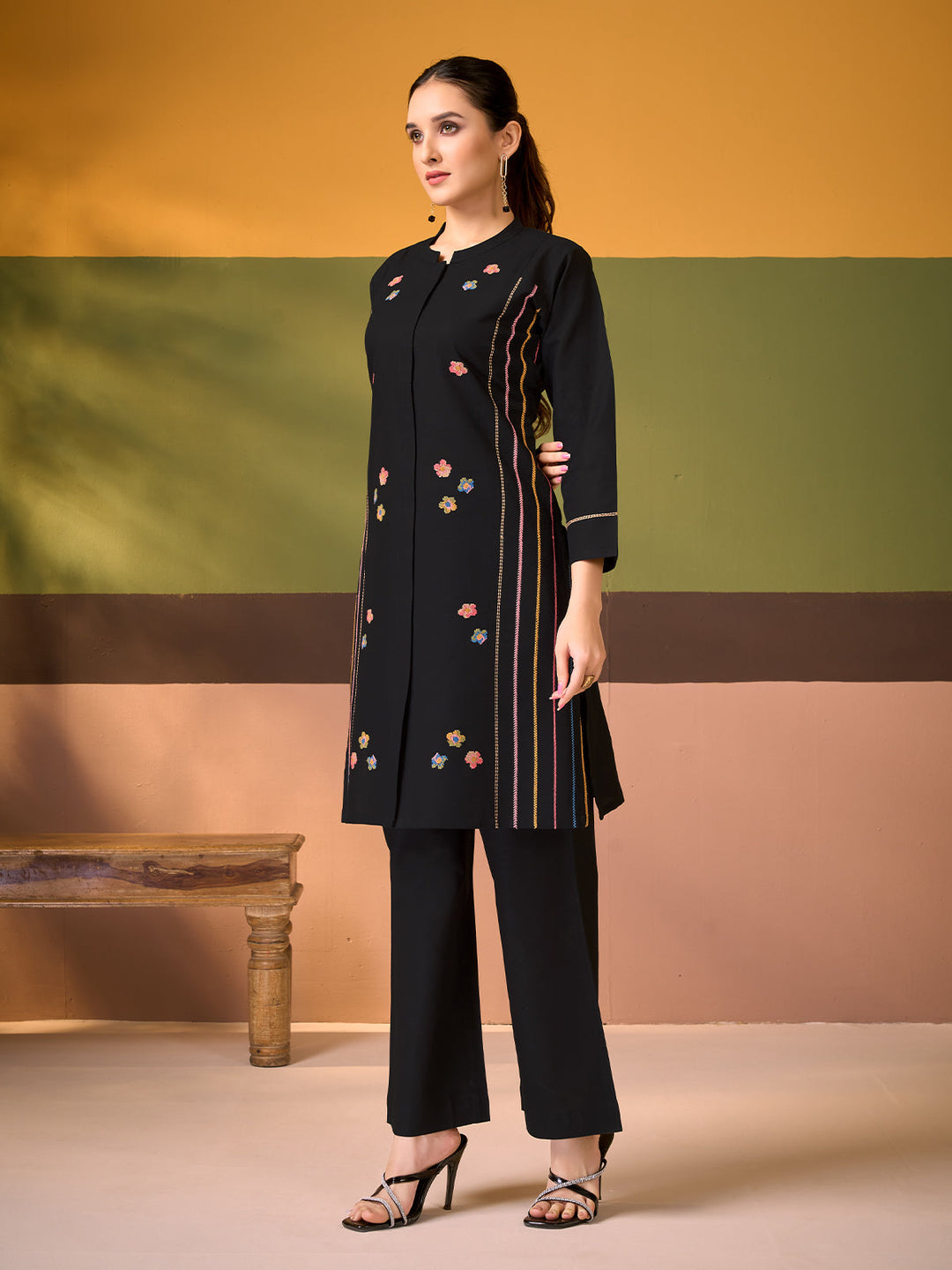 Black Cotton Linen Co-Ord Set