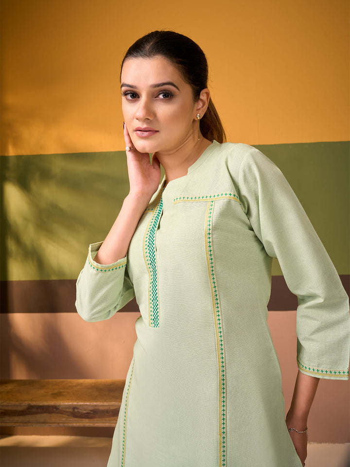 Pistachio Cotton Line  Co-Ord Set