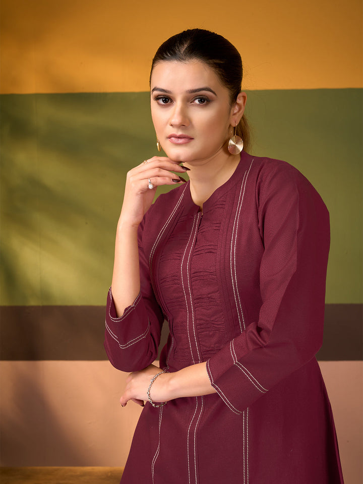 Maroon Cotton Linen Co-Ord Set