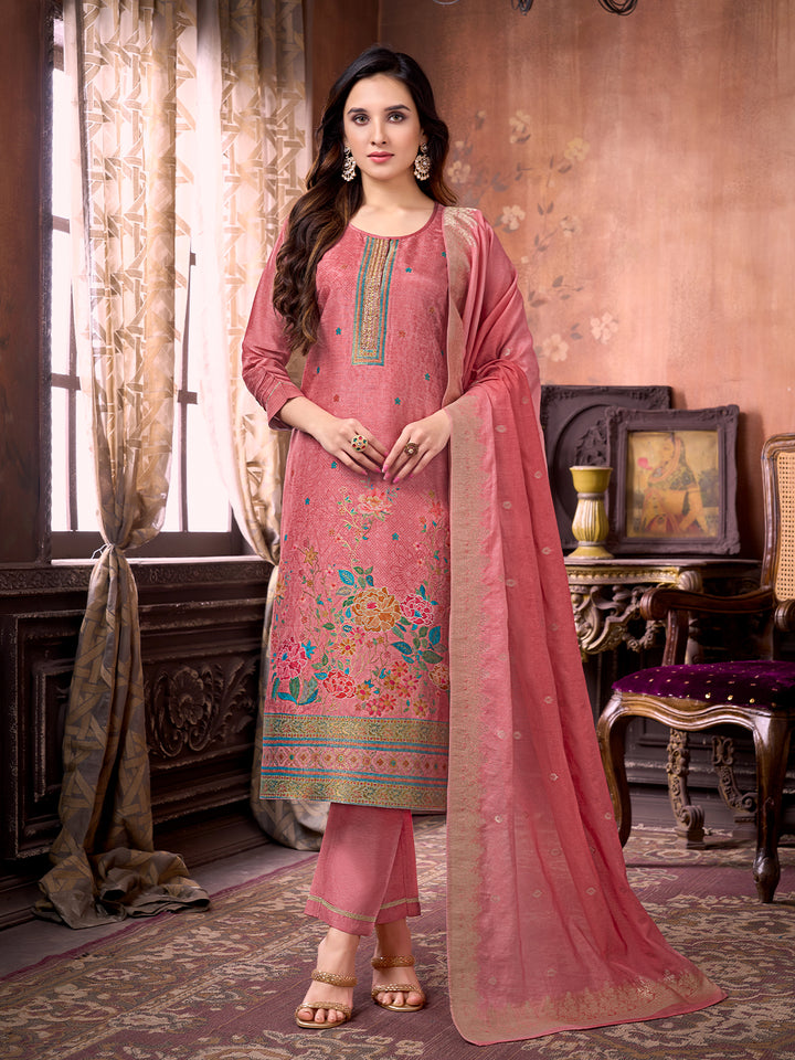 Rose Pink Suit set with Dupatta