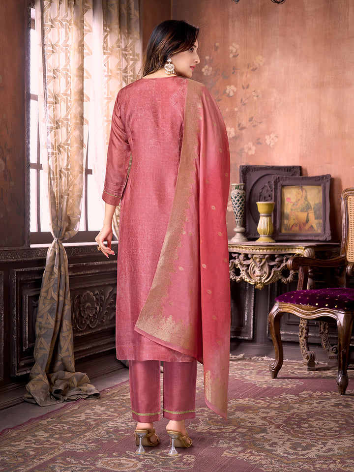 Rose Pink Suit set with Dupatta