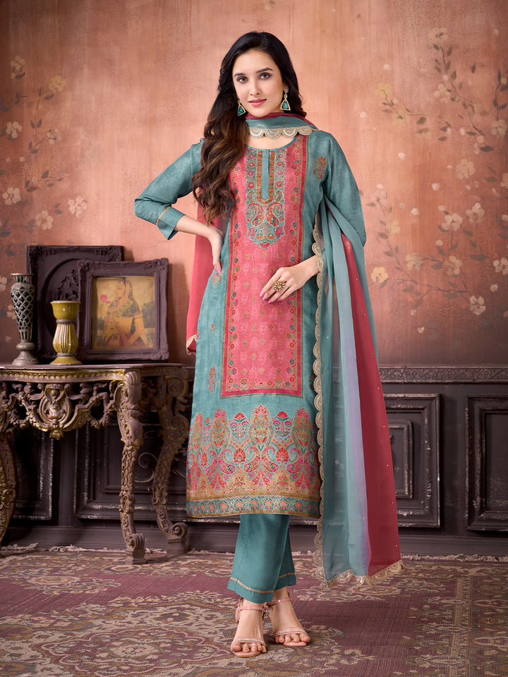 Grey Suit Set with Dupatta