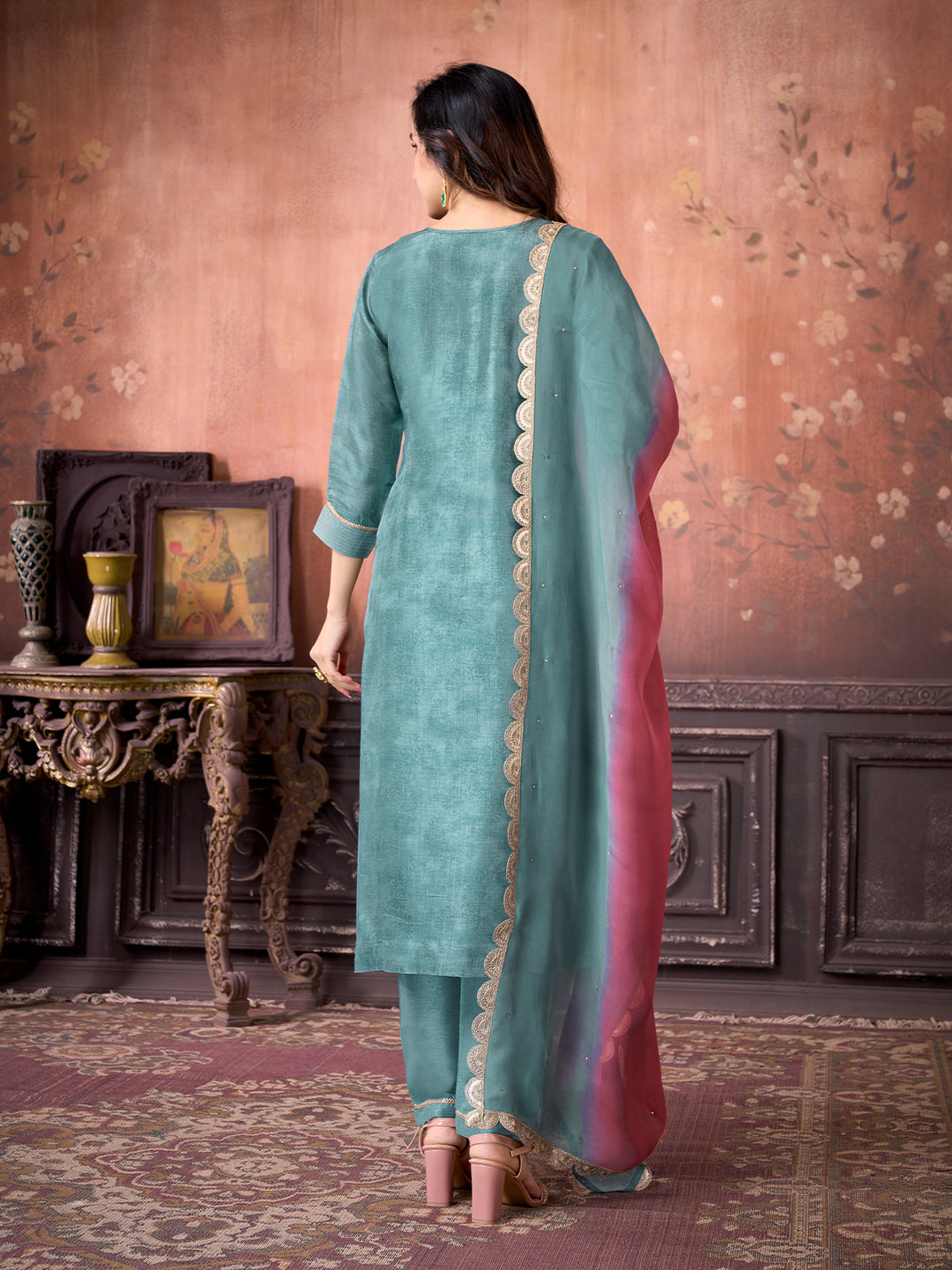 Grey Suit Set with Dupatta