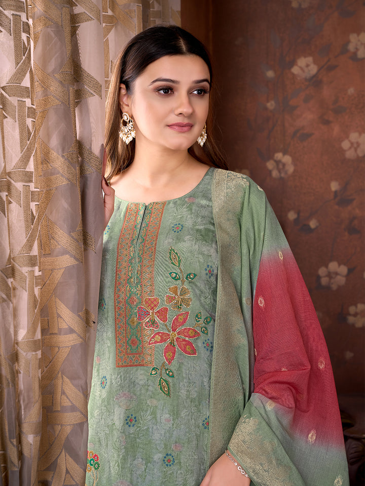 Grey Ethnic Suit Set with Dupatta