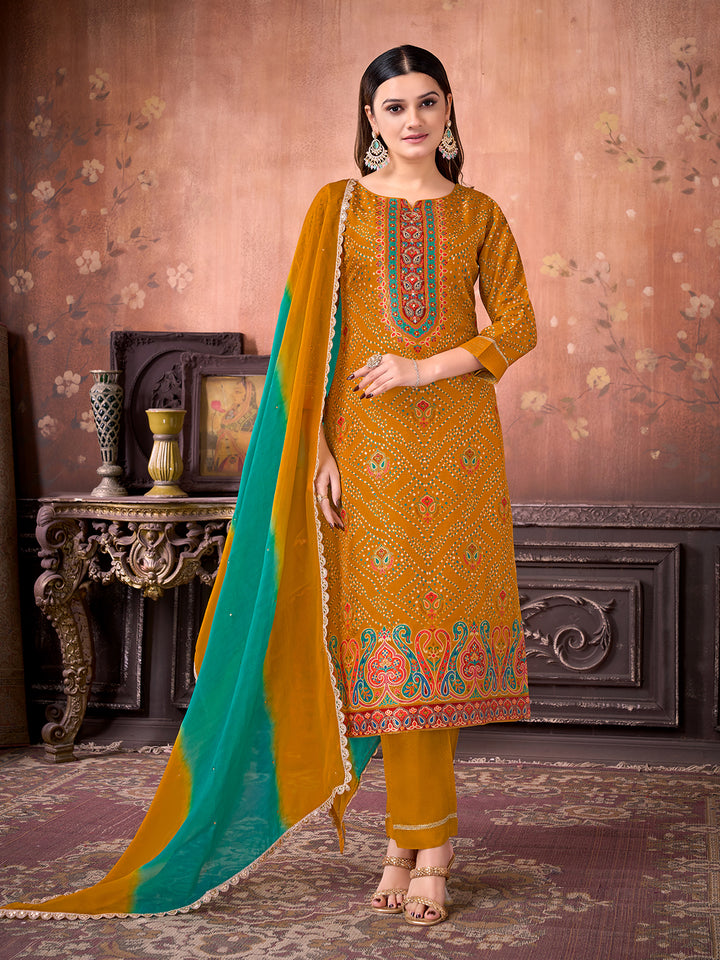 Yellow Ethnic Suit Set with Dupatta