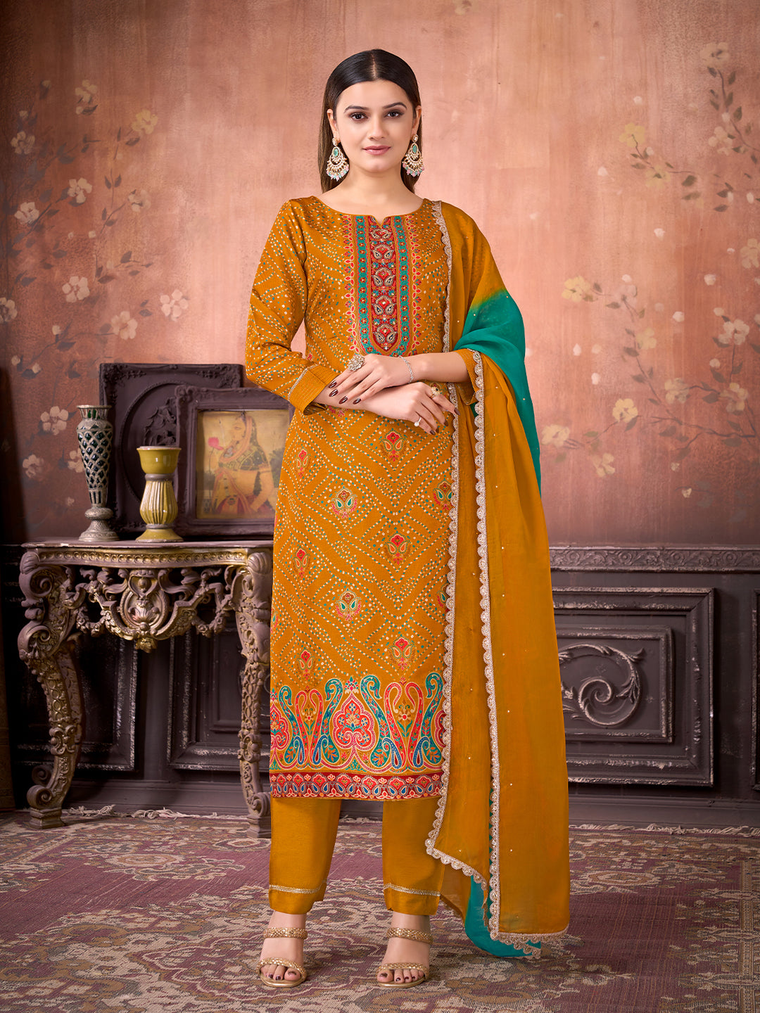 Yellow Ethnic Suit Set with Dupatta