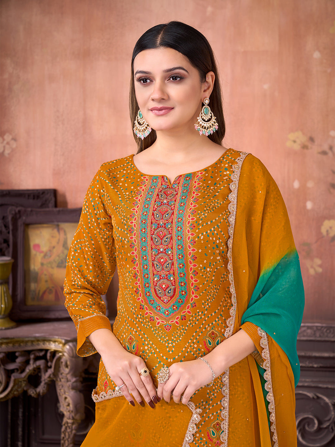 Yellow Ethnic Suit Set with Dupatta
