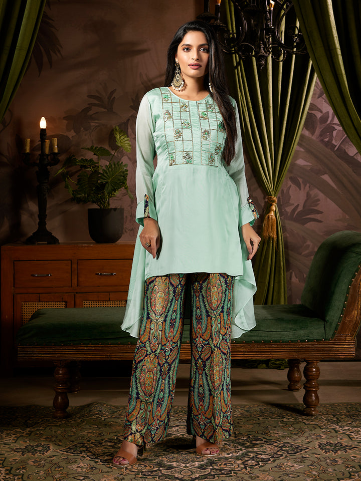 Mint Festive Jacquard Co-Ord Set