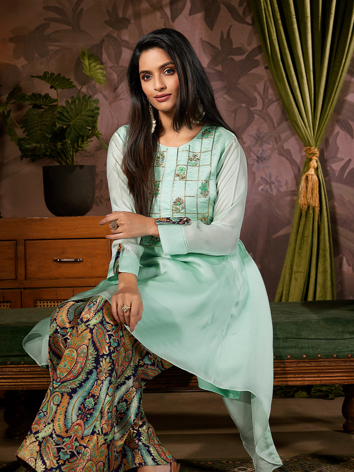 Mint Festive Jacquard Co-Ord Set