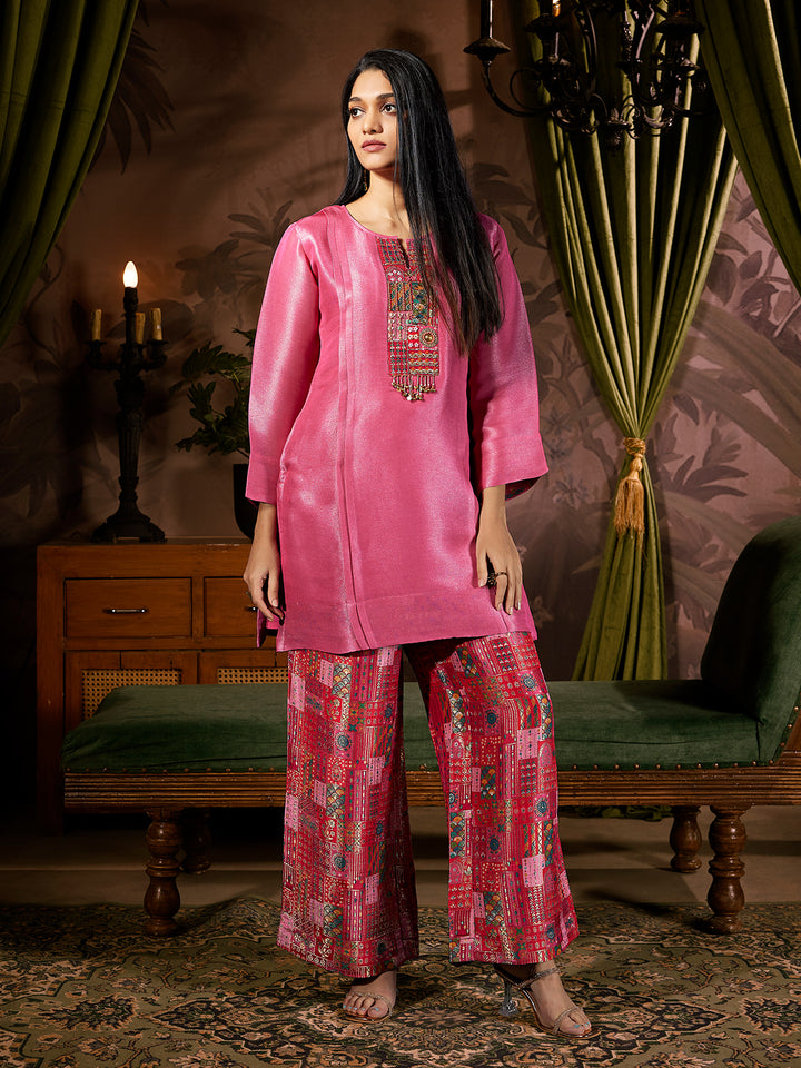 Radiant Pink Jacquard Co-Ord Set
