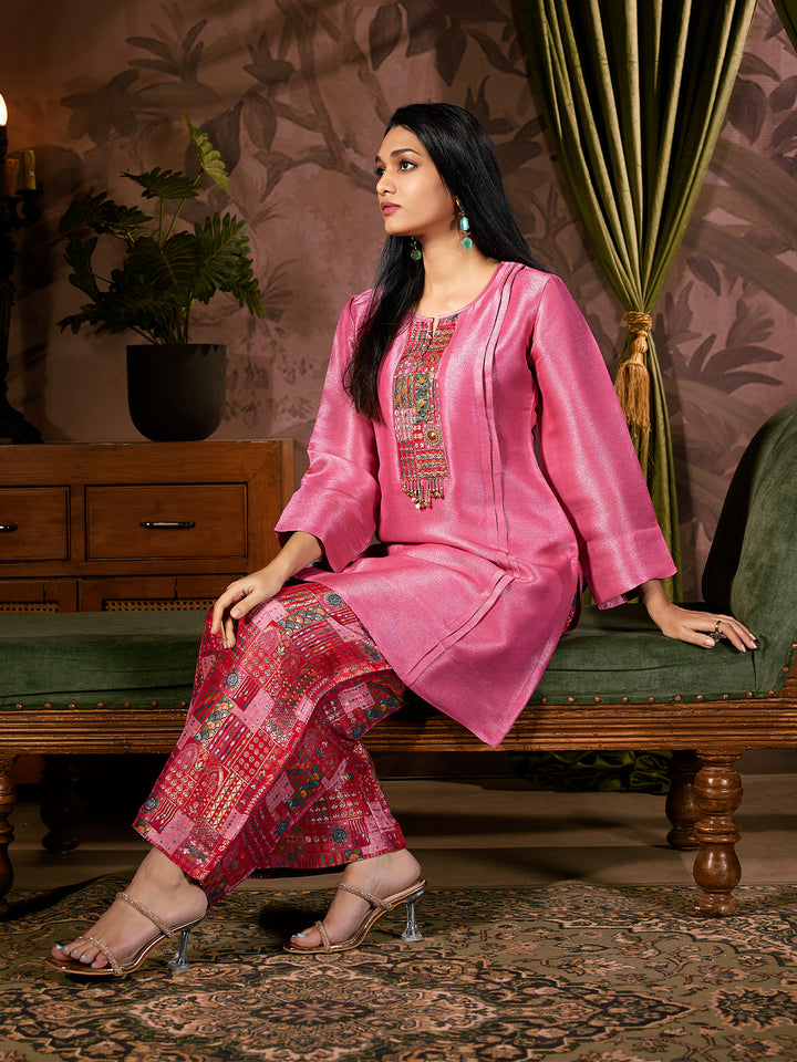 Radiant Pink Jacquard Co-Ord Set