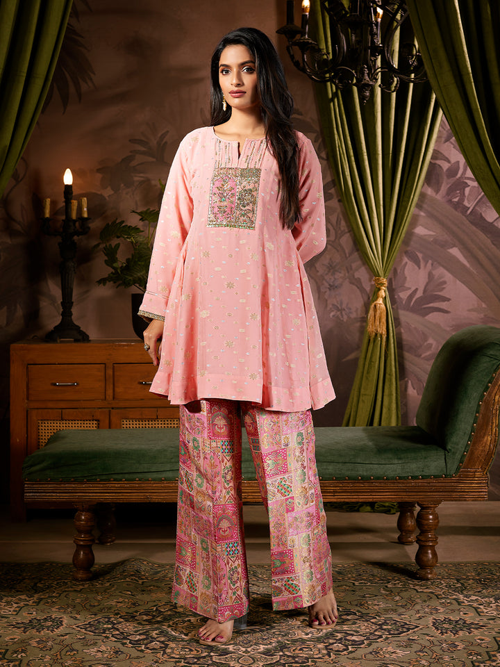 Soft Pink Jacquard Co-Ord Set