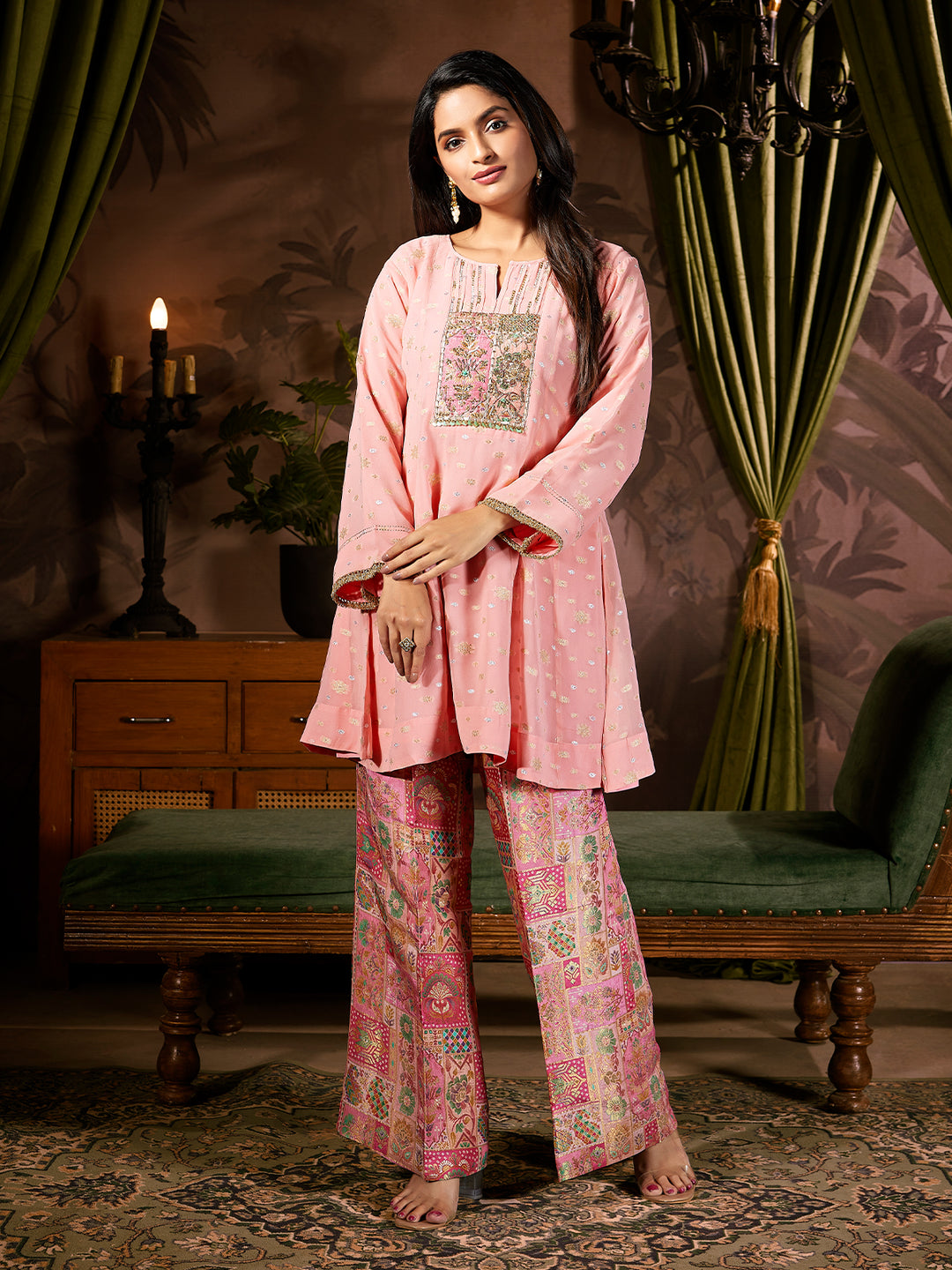 Soft Pink Jacquard Co-Ord Set