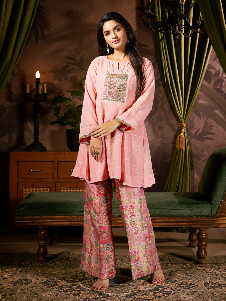 Soft Pink Jacquard Co-Ord Set