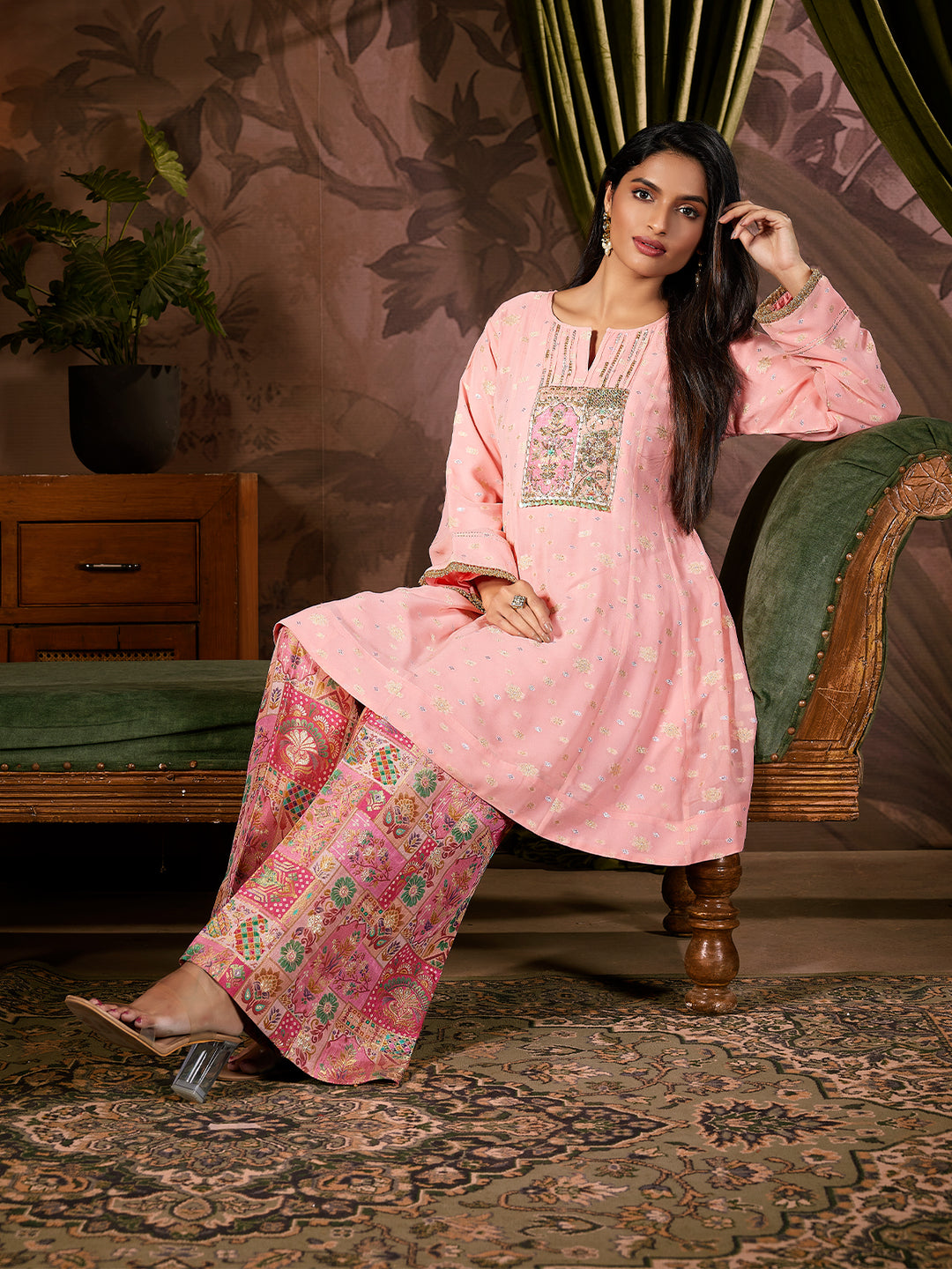 Soft Pink Jacquard Co-Ord Set