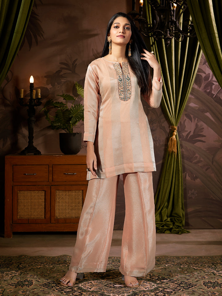 Soft Peach Jacquard Co-Ord Set