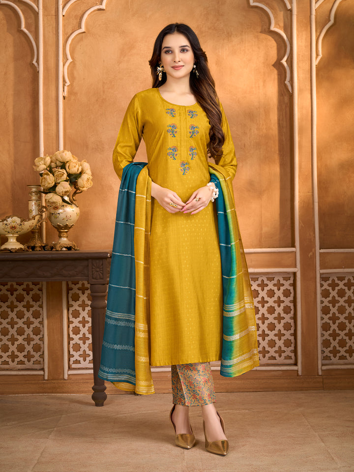 Mustard Yellow Suit Set with Dupatta