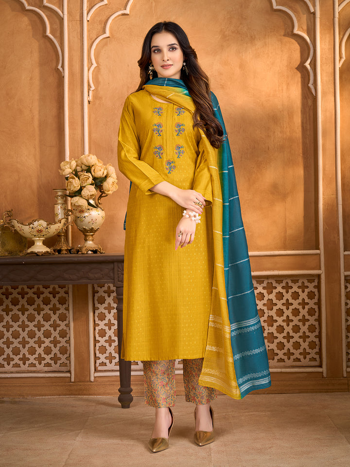 Mustard Yellow Suit Set with Dupatta