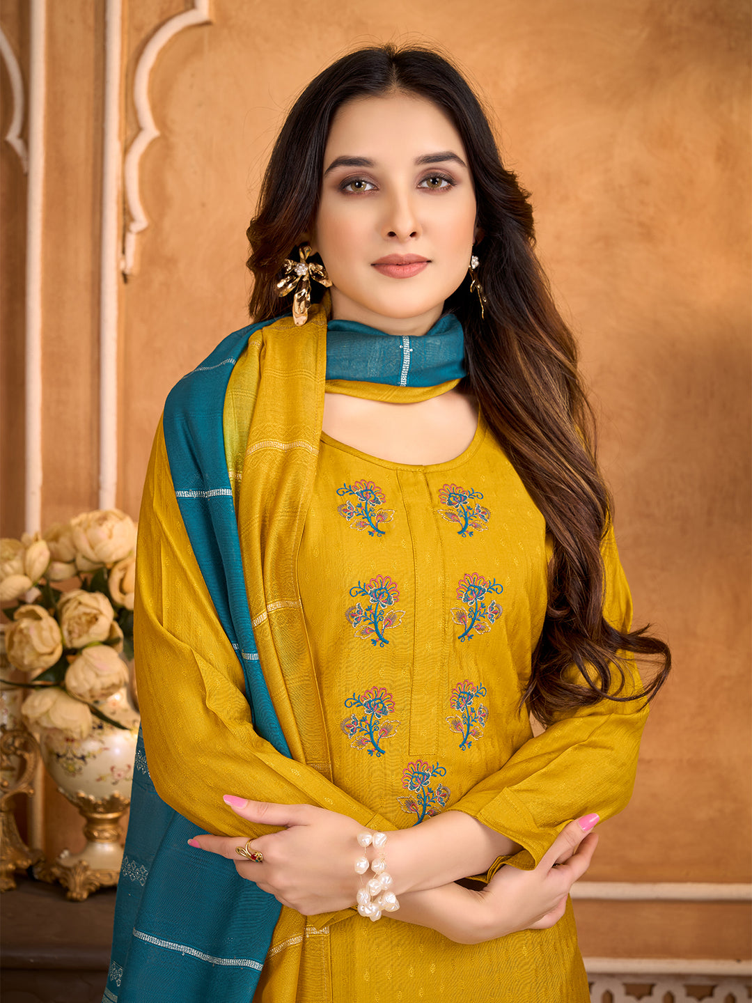 Mustard Yellow Suit Set with Dupatta