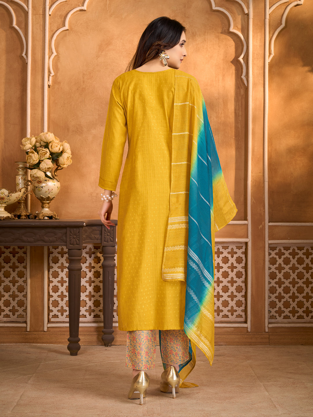 Mustard Yellow Suit Set with Dupatta