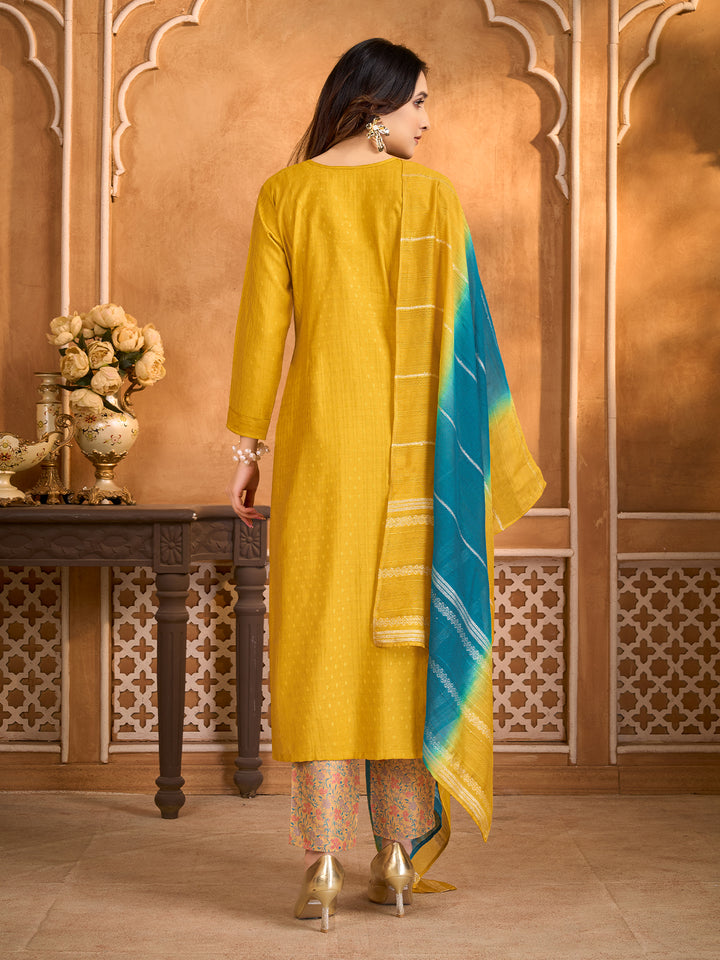 Mustard Yellow Suit Set with Dupatta