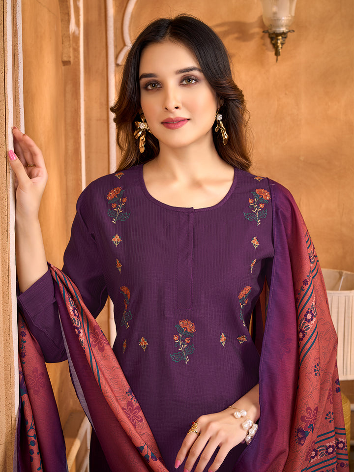 Purple Suit Set with Dupatta