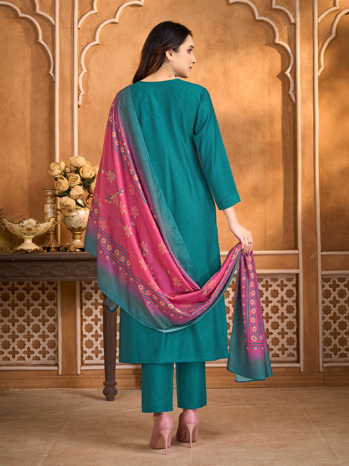 Teal Suit Set with Dupatta