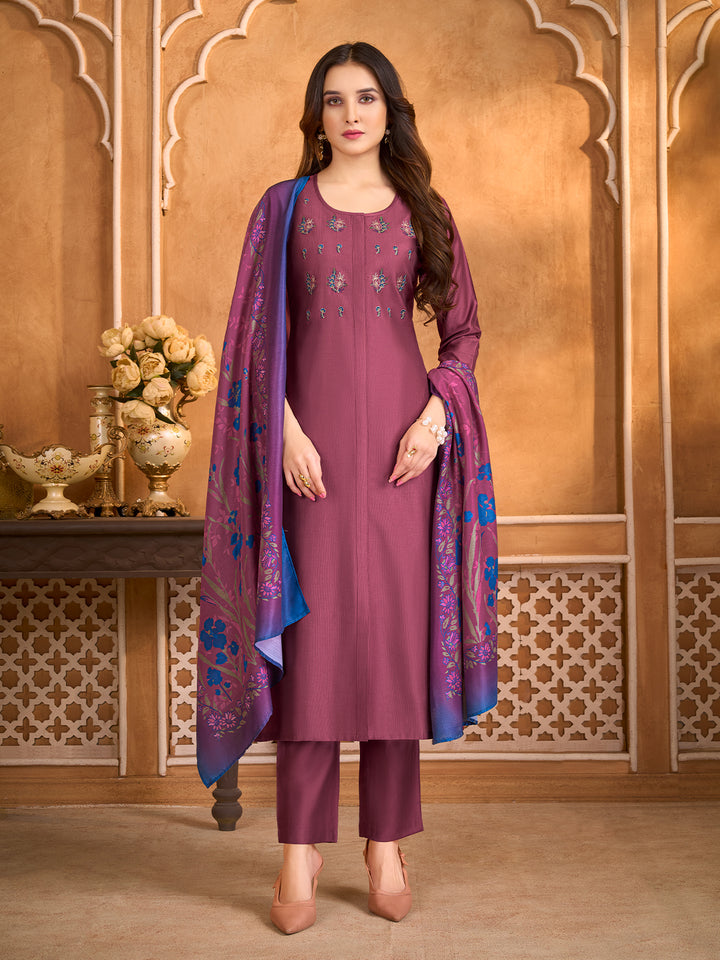 Deep Magenta Suit Set with Dupatta