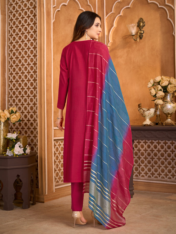 Deep Magenta Suit Set with Dupatta