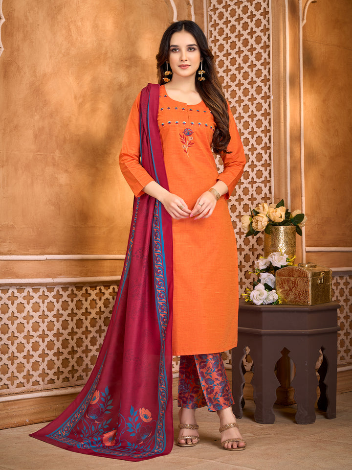 Radiant Orange Suit Set with Dupatta