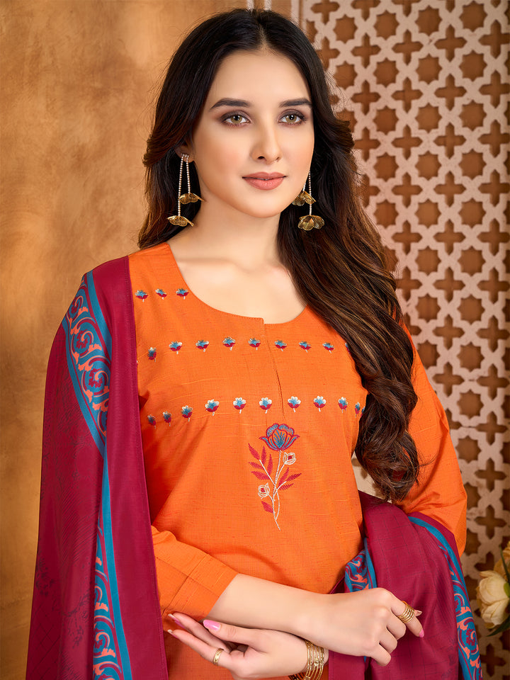 Radiant Orange Suit Set with Dupatta