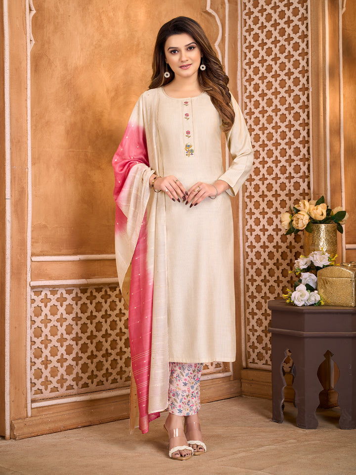 Ivory Suit Set with Dupatta