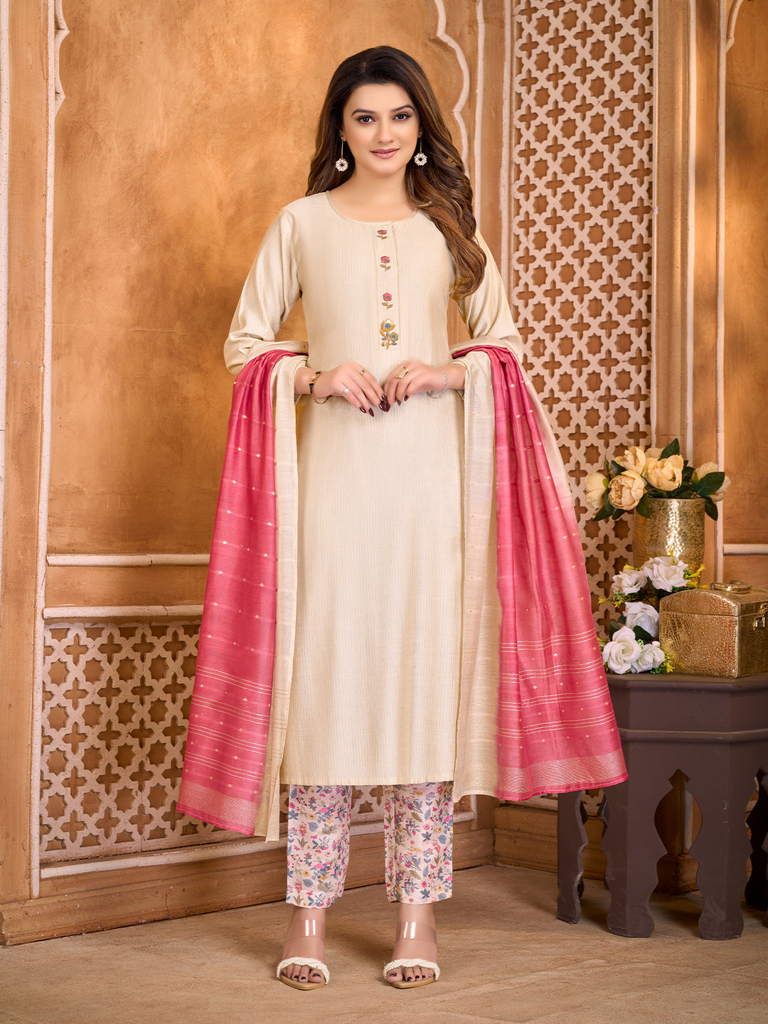 Ivory Suit Set with Dupatta