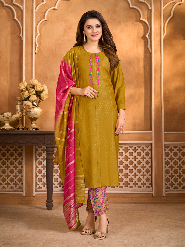 Mustard Suit Set with Dupatta