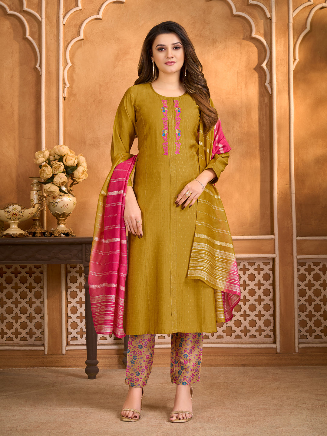 Mustard Suit Set with Dupatta