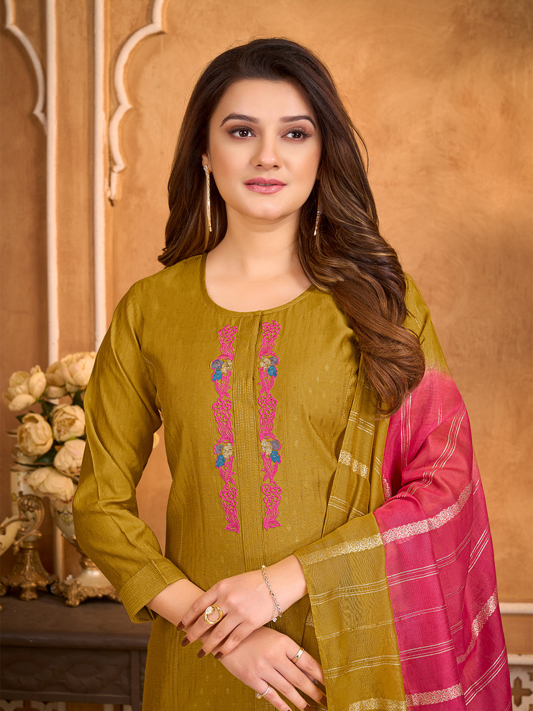 Mustard Suit Set with Dupatta