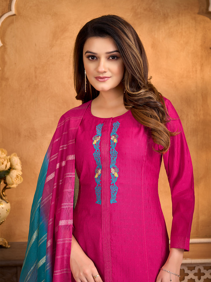 Pink Suit Set with Dupatta