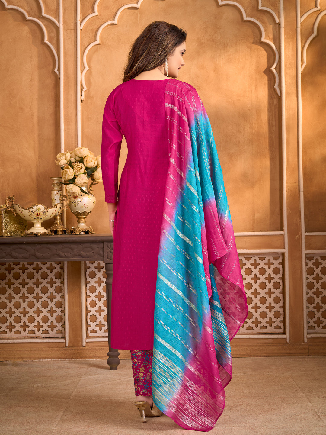 Pink Suit Set with Dupatta